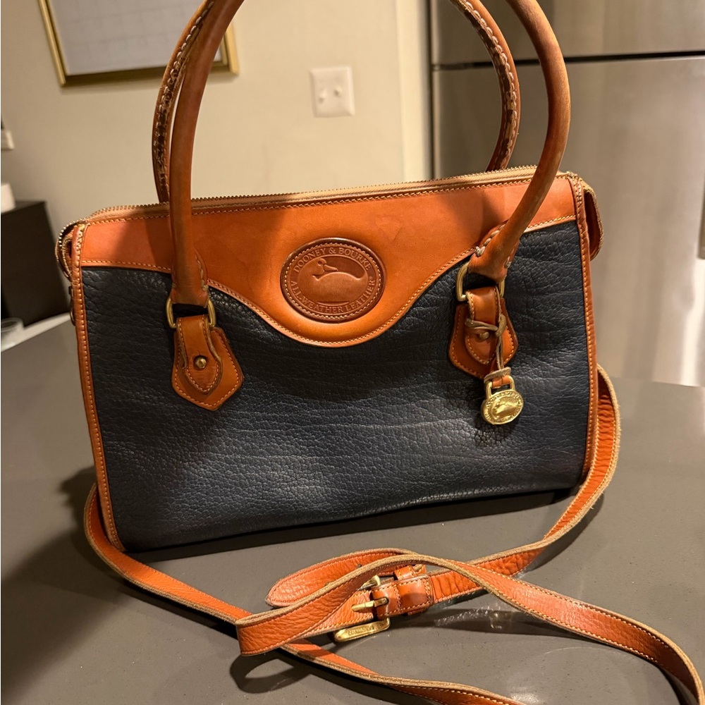 Dooney & Bourke Black and Brown Leather Satchel